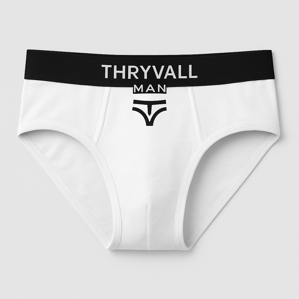 Thryvall Men’s Brief – White with Black Waistband - Image 3