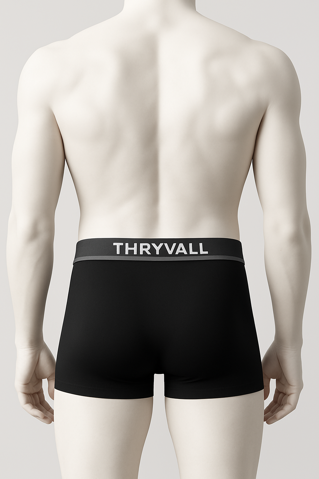 Thryvall Men’s Boxer – Black with Grey Waistband - Image 2