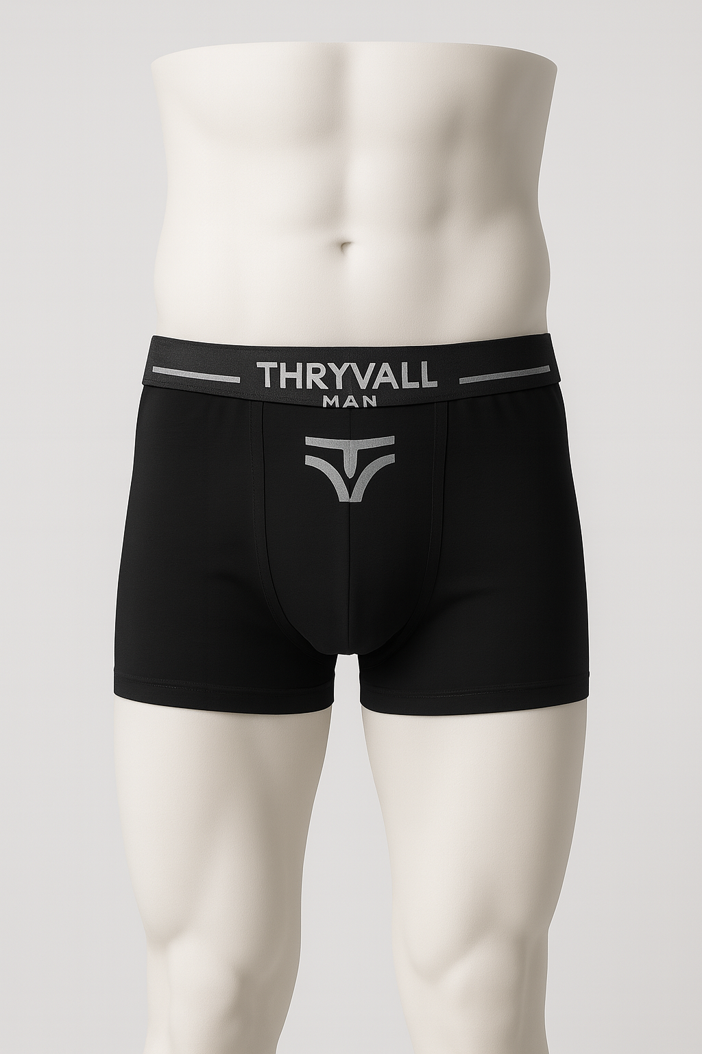 Thryvall Men’s Boxer – Black with Grey Waistband