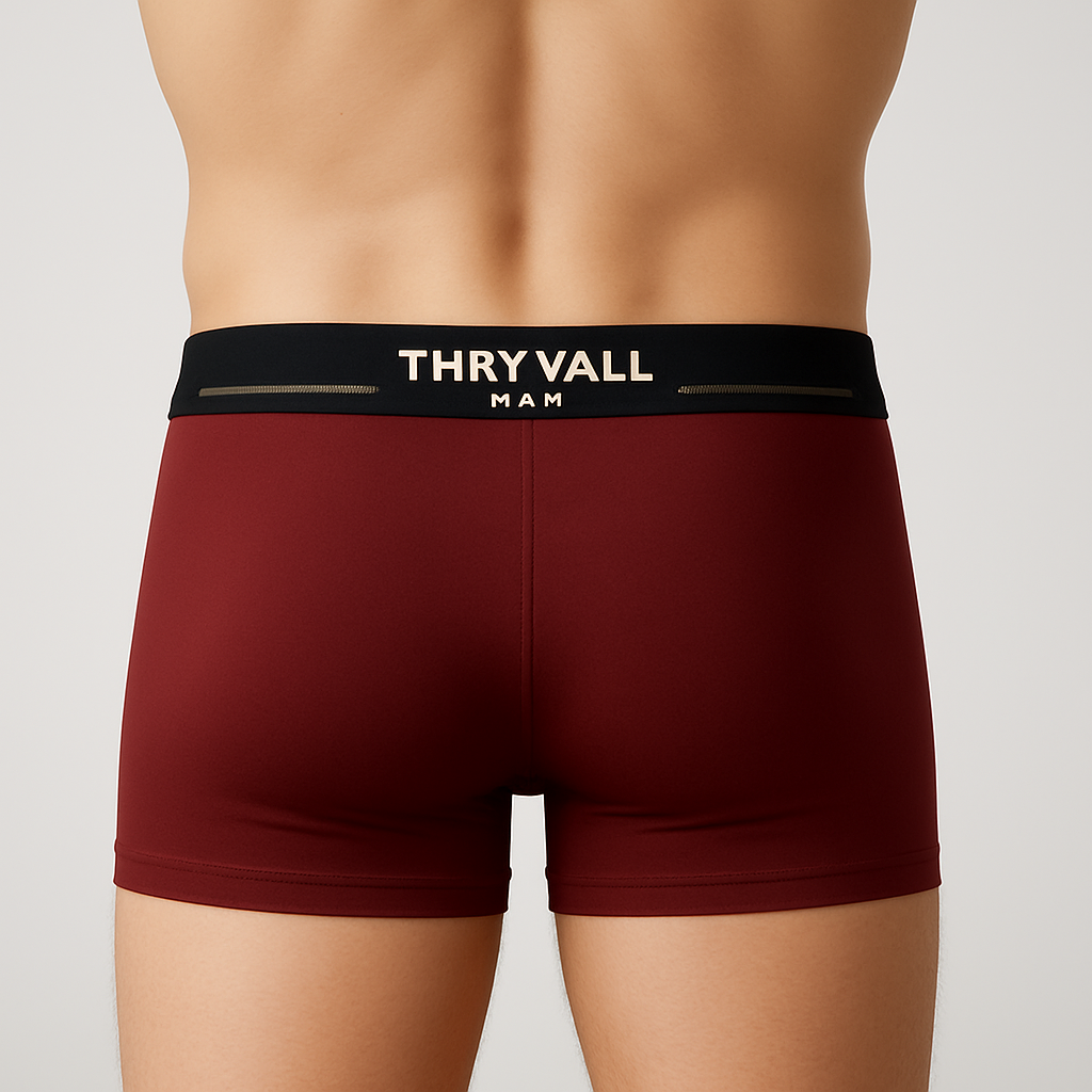 Thryvall Men’s Boxer – Burgundy (with Black Waistband) - Image 2