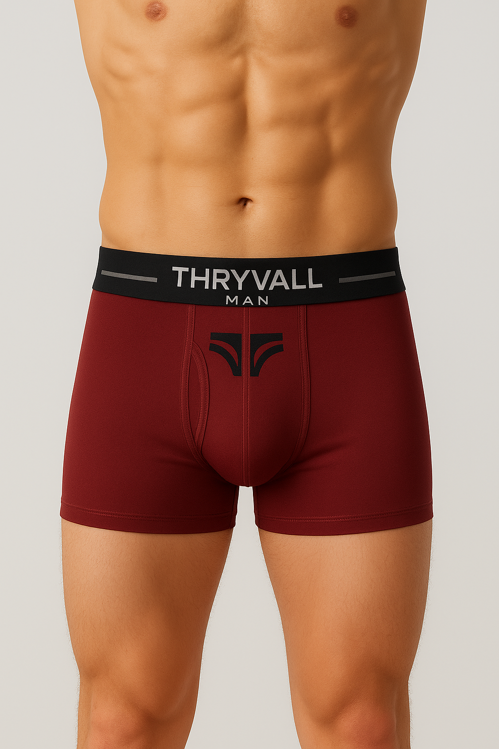 Thryvall Men’s Boxer – Burgundy (with Black Waistband)