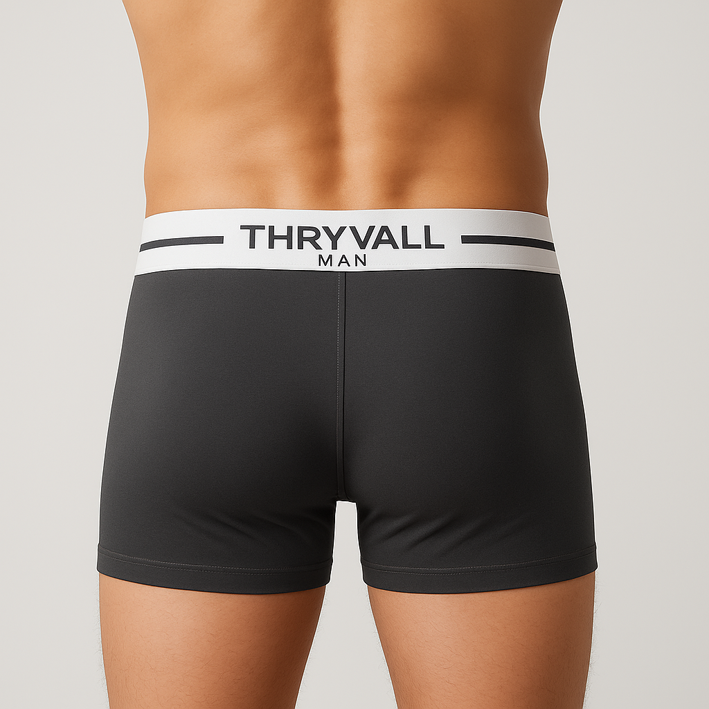 Thryvall Men’s Boxer – Charcoal (with White Waistband) - Image 2