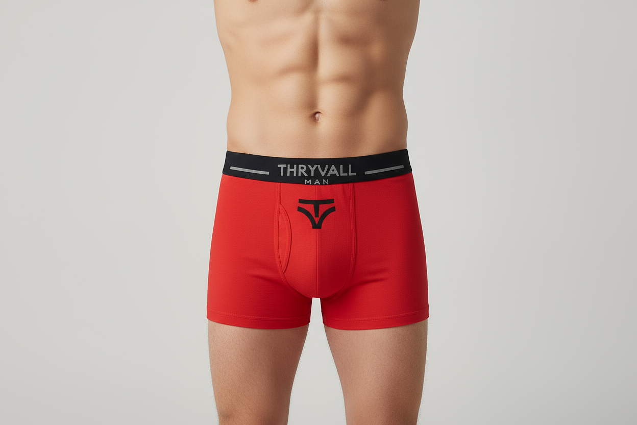 Thryvall Men’s Boxer – Red (Black Waistband)