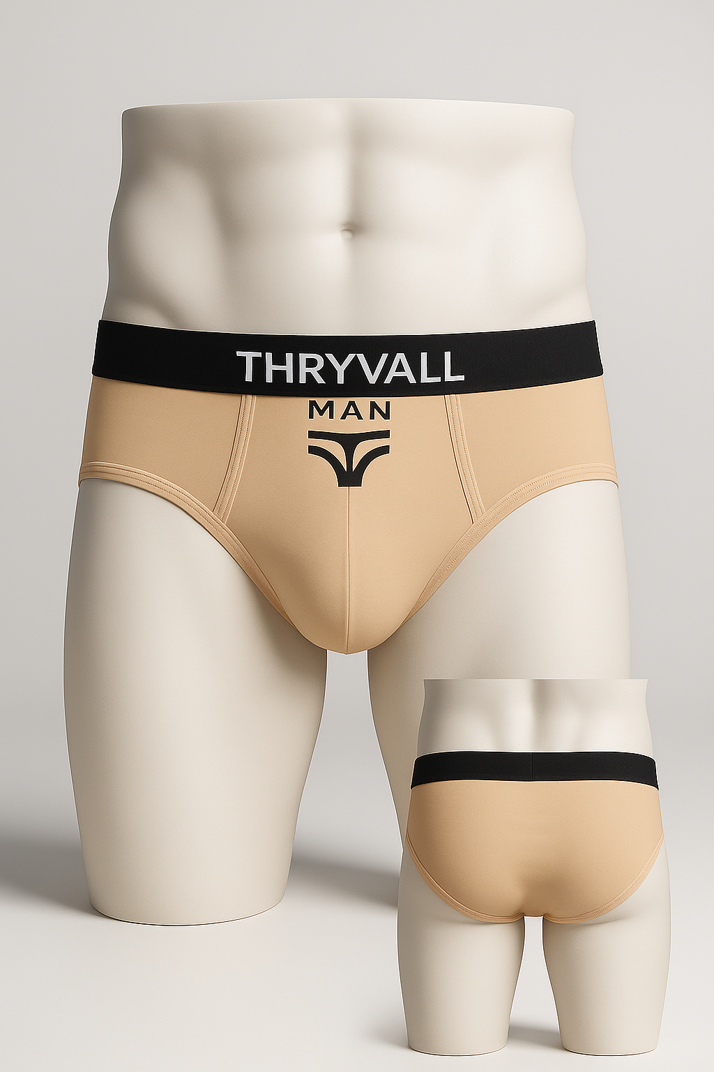 Thryvall Men’s Brief – Beige / Nude (with Black Waistband)