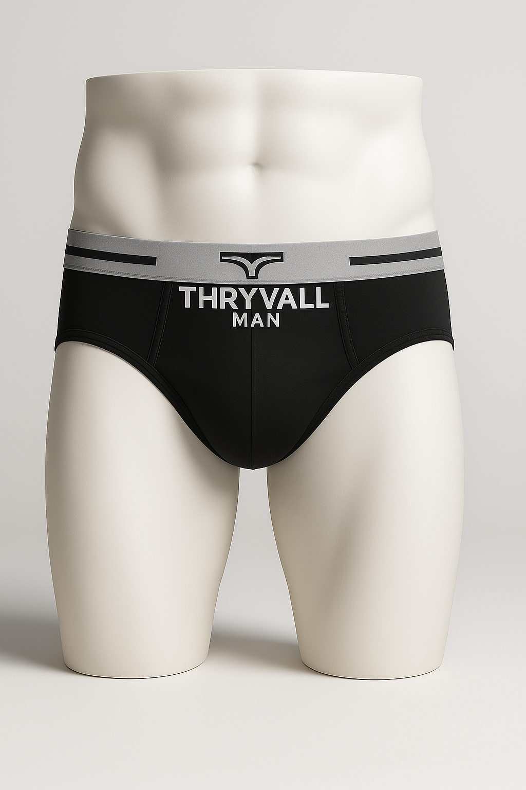 Thryvall Men’s Brief – Black with Grey waistband