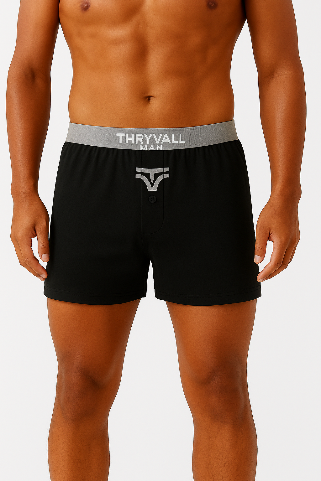 Thryvall Men’s Classic Boxer – Black with Grey waistband
