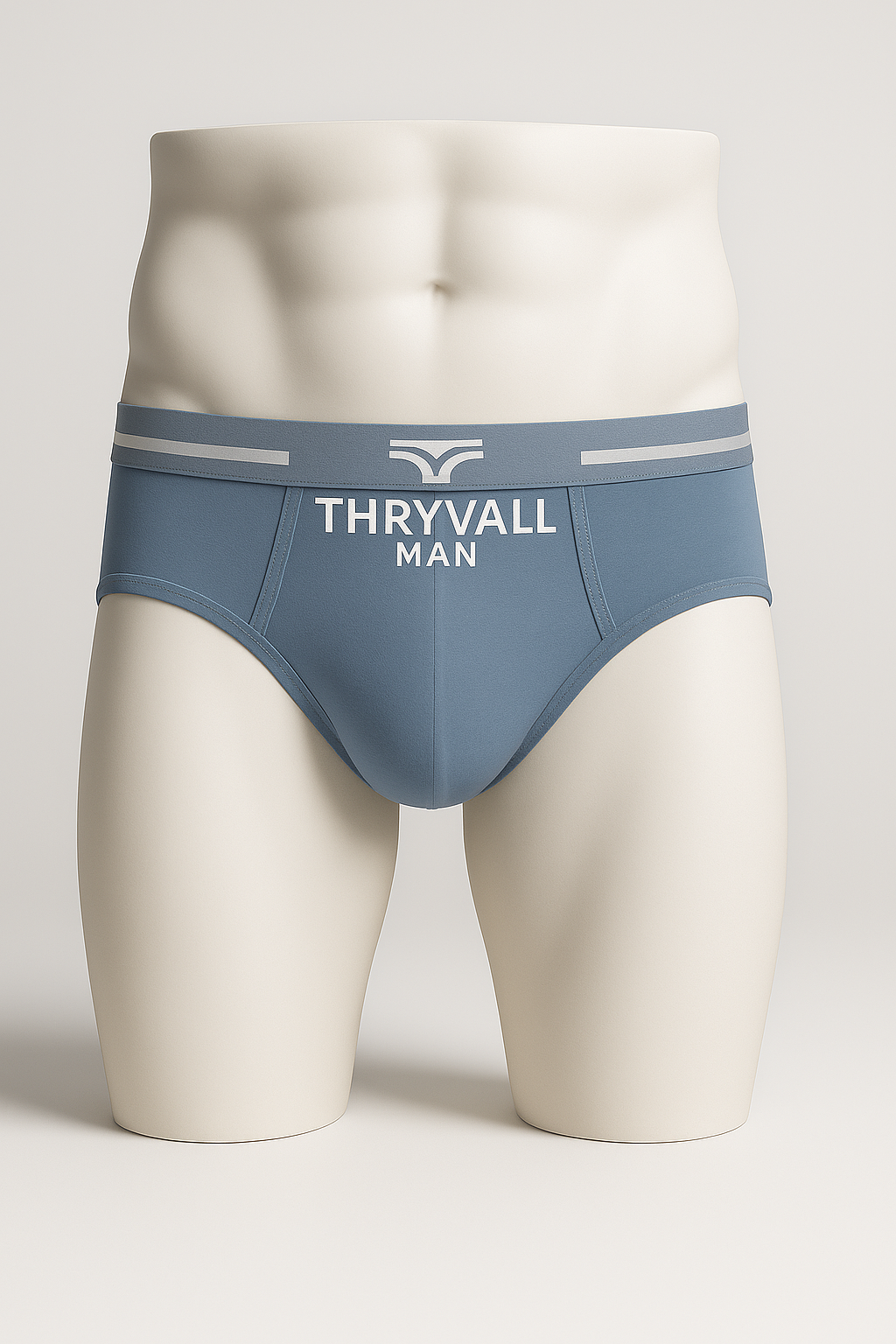Thryvall Men’s Brief – Steel Blue (with Grey Waistband)