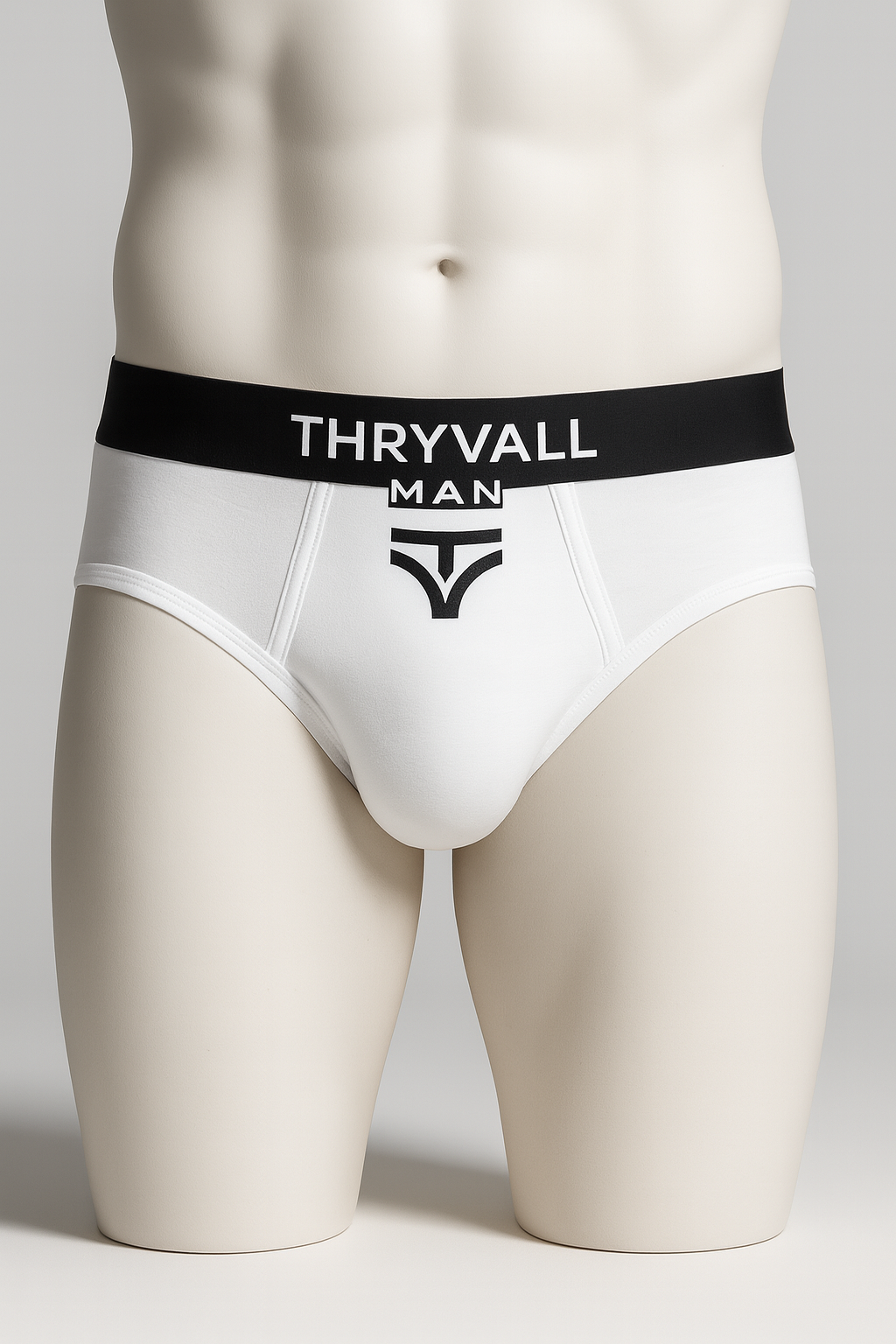 Thryvall Men’s Brief – White with Black Waistband